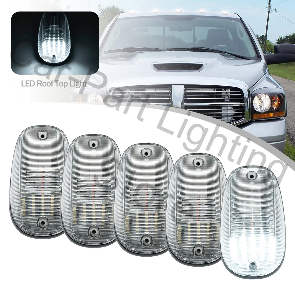 

5pcs White Amber Car Roof Lamps Pickup Trunks Top Marker Lamp Warning Clearance Lights For Dodge Ram 1500 2500 3500 Sprinter