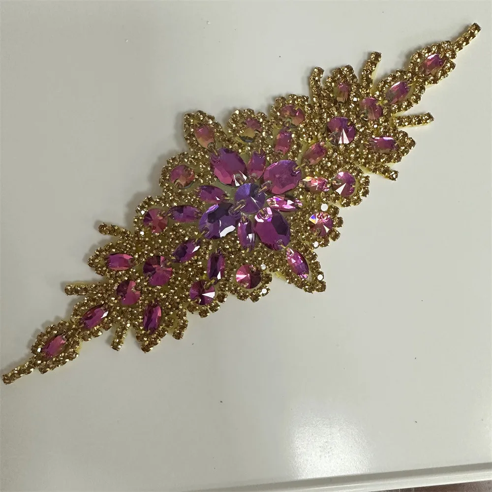 1 Stück Diamant-Strass-Applikation zum Aufbügeln für Hochzeitskleid, Brautgürtel, Abendgarderobe – Detail 3