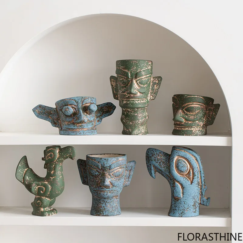 Three-Star Mound Ceramic Vase Imitation Bronze Living Entrance Room Dining Table Floral Decorations Pottery Jar