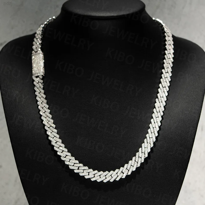 Luxury Fashion Coutom Men Ice Cuban Miami 8mm Real S925 Sterling Silver Moissanite Vvs Moissanite Dog Cuban Link Necklace Chains