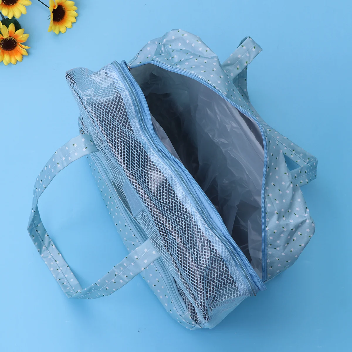 Large Sky Blue Beach Tote Bag Waterproof Dry Wet Separation Multipurpose Travel Swimming Sports Gym Bag Foldable