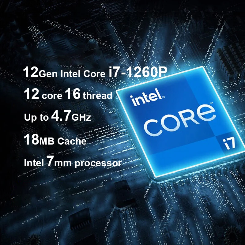 Мини-ПК Intel NUC 12 Pro тонкий, NUC12WSKi7 Core i7-1260P процессор Win11 Pro USB 3,2 WiFi 6 Thunderbolt 4 Intel Iris Xe Graphics