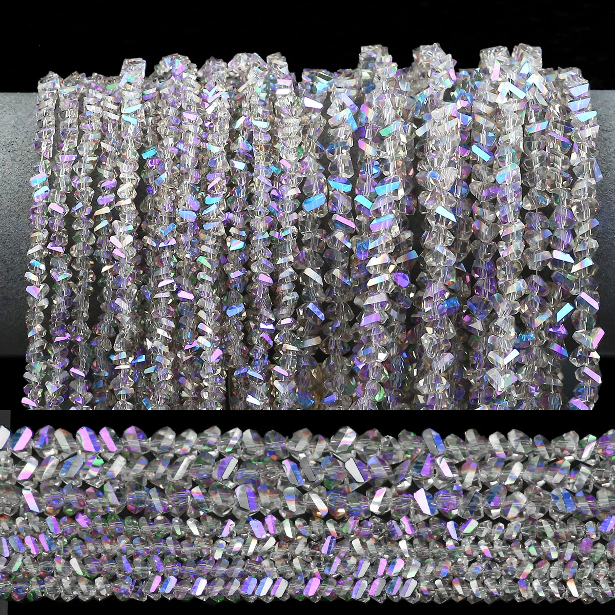 4/6mm Transparent Lila AB Dreieckige Österreichische Kristall Glas Spacer Perlen Für DIY Schmuck Machen Armband Halsketten Zubehör