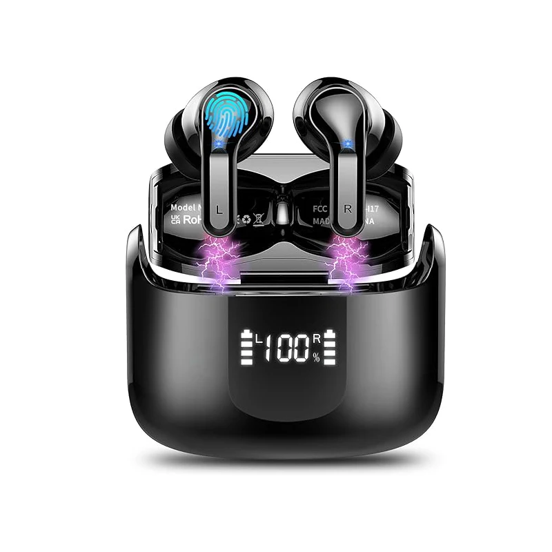 Wireless Earbud, Bluetooth Headphones 5.3 NEW Ear Buds Bass Stereo Earphones Noise Cancelling Earbud with 4 ENC Mic, in-Ear Blue