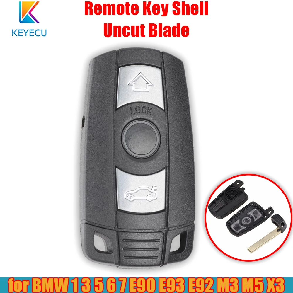 KEYECU for BMW 3 5 Series All 2006 2007 2008 2009 2010 2011 Replacement Smart Remote Car Key Shell Case Fob 3 Button