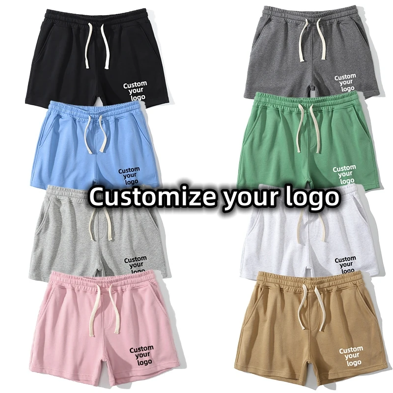 Customize your logo  Summer Casual Shorts Fashion Men Loose Sports Breathable Casual Beach Shorts Solid Color Shorts