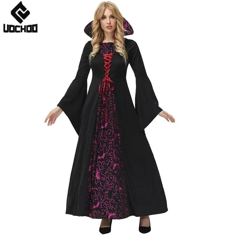 

Vampire Gown Halloween Cosplay Costume Gothic Witch Dress Medieval Vintage Robe Evil Demon Outfit Carnival Party Wear Festival