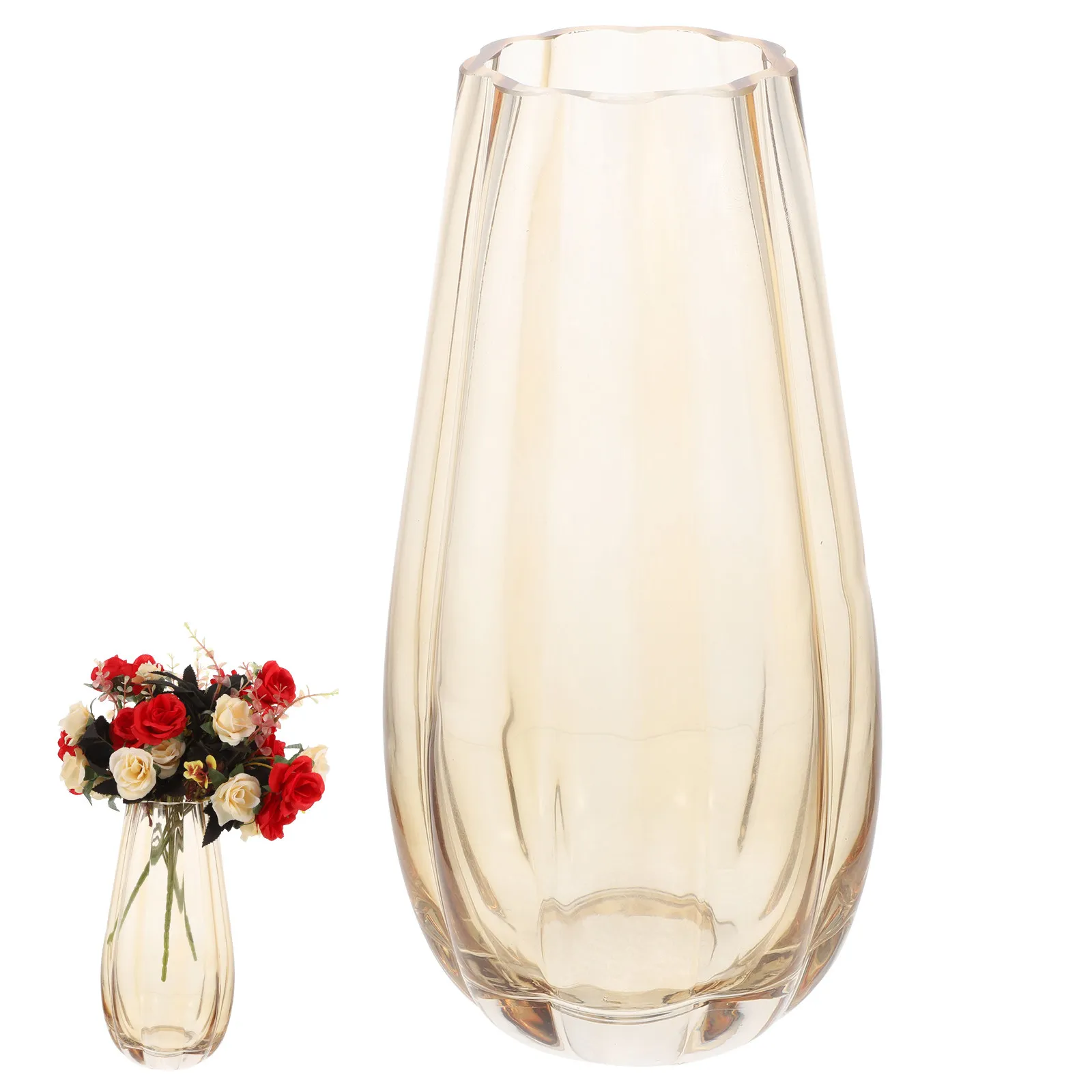 1Pcs Strong Thick Glass Vase Sleek Smooth Lines Modern Minimalist Flower Glass Vase Ornament for Living Room Bedroom Office
