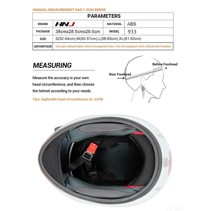 Capacete Casque Moto Helm Wajah Penuh Motor Helm Telinga Moto Wanita Helm Sepeda Motor Kepribadian Helm Telinga Kucing Motocross