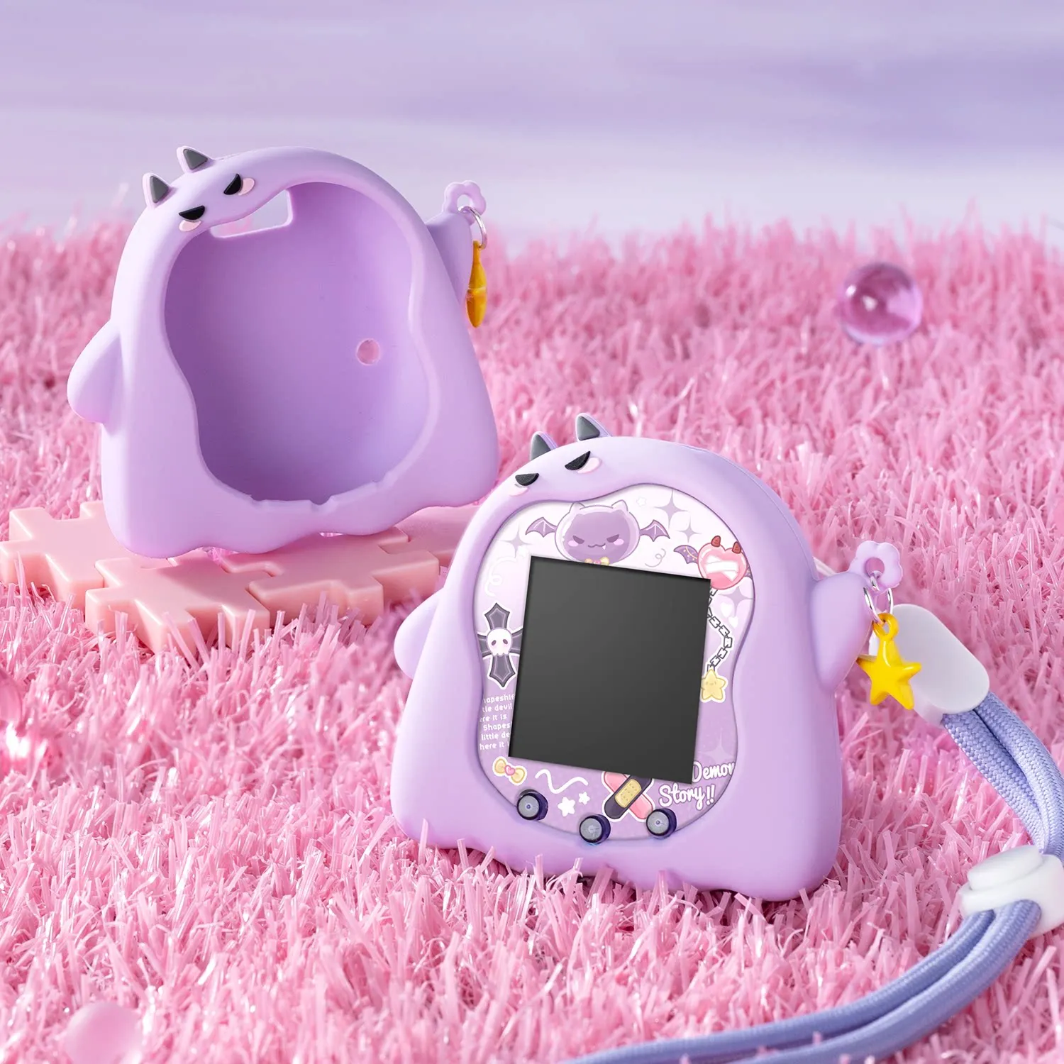 For Tamagotchi Uni Protective Case Little Devil Design Includes Free Landyard and Star Pendant Charm