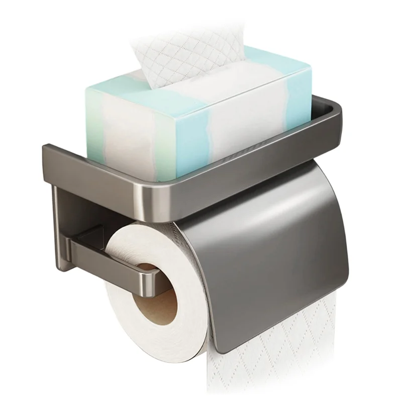 

Настенный держатель для туалетной бумаги AWAH, подходящий для различных стилей в ванной комнате, самоклеящийся, большой размер рулона с полкой