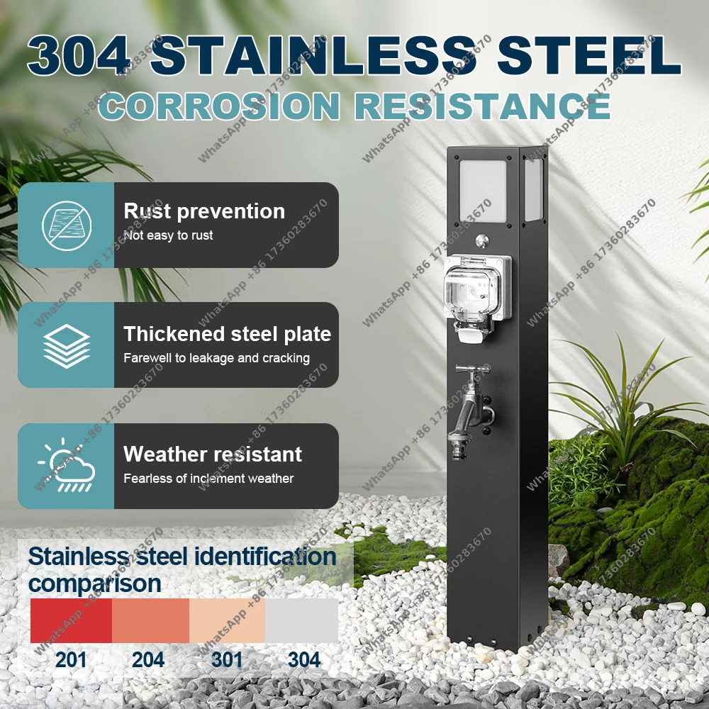 

Ranlraka Garden Courtyard Camp Light Post 304 Stainless High-Temp Painted IP66 Waterproof Smart LED Single Water Outlets 80cm