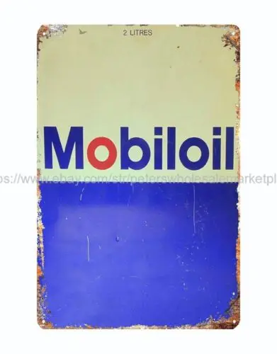 southwestern decor Mobiloil gas station garage man cave metal tin sign