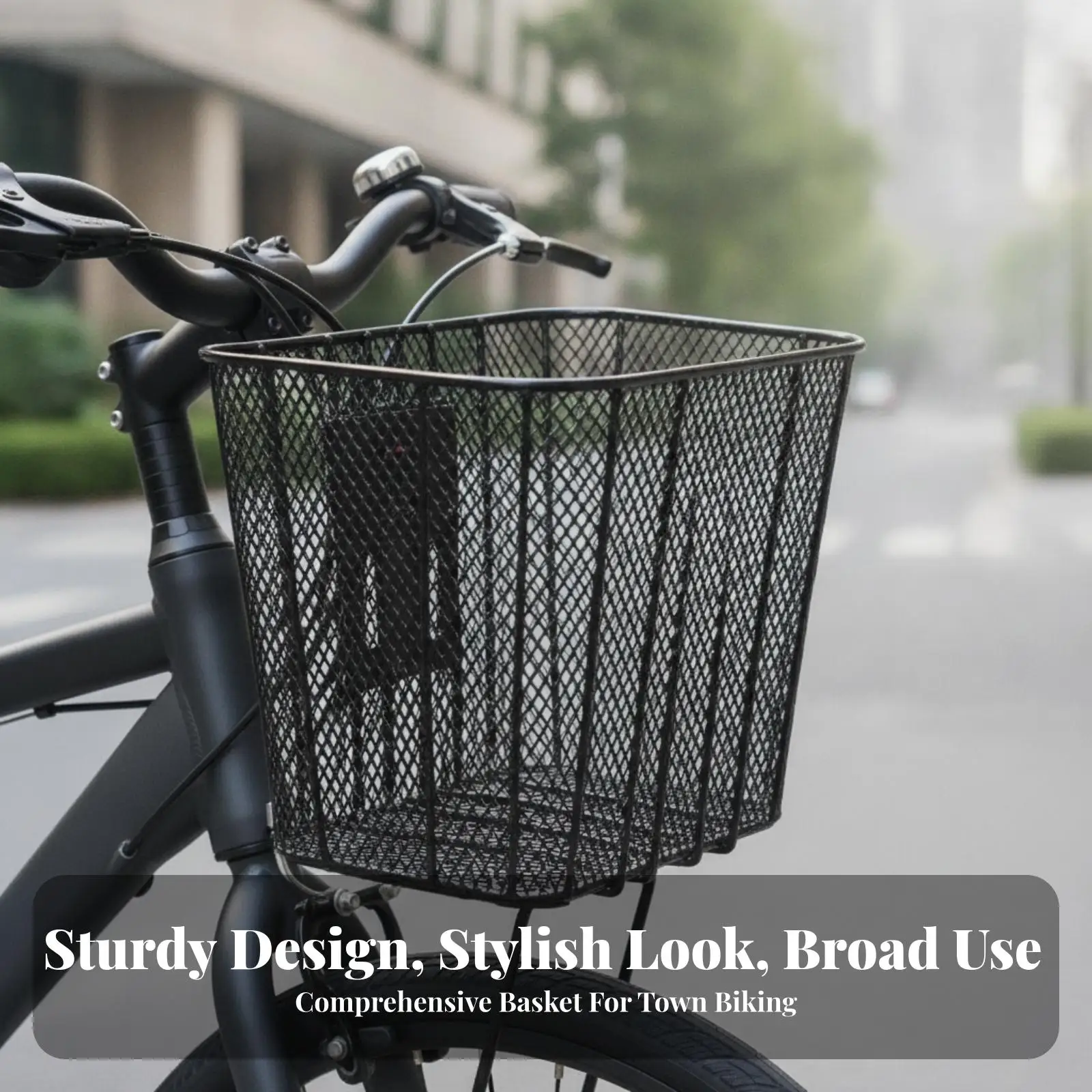 Front Bike Basket Carry Handle Fast-Release Bike Basket Open-Top