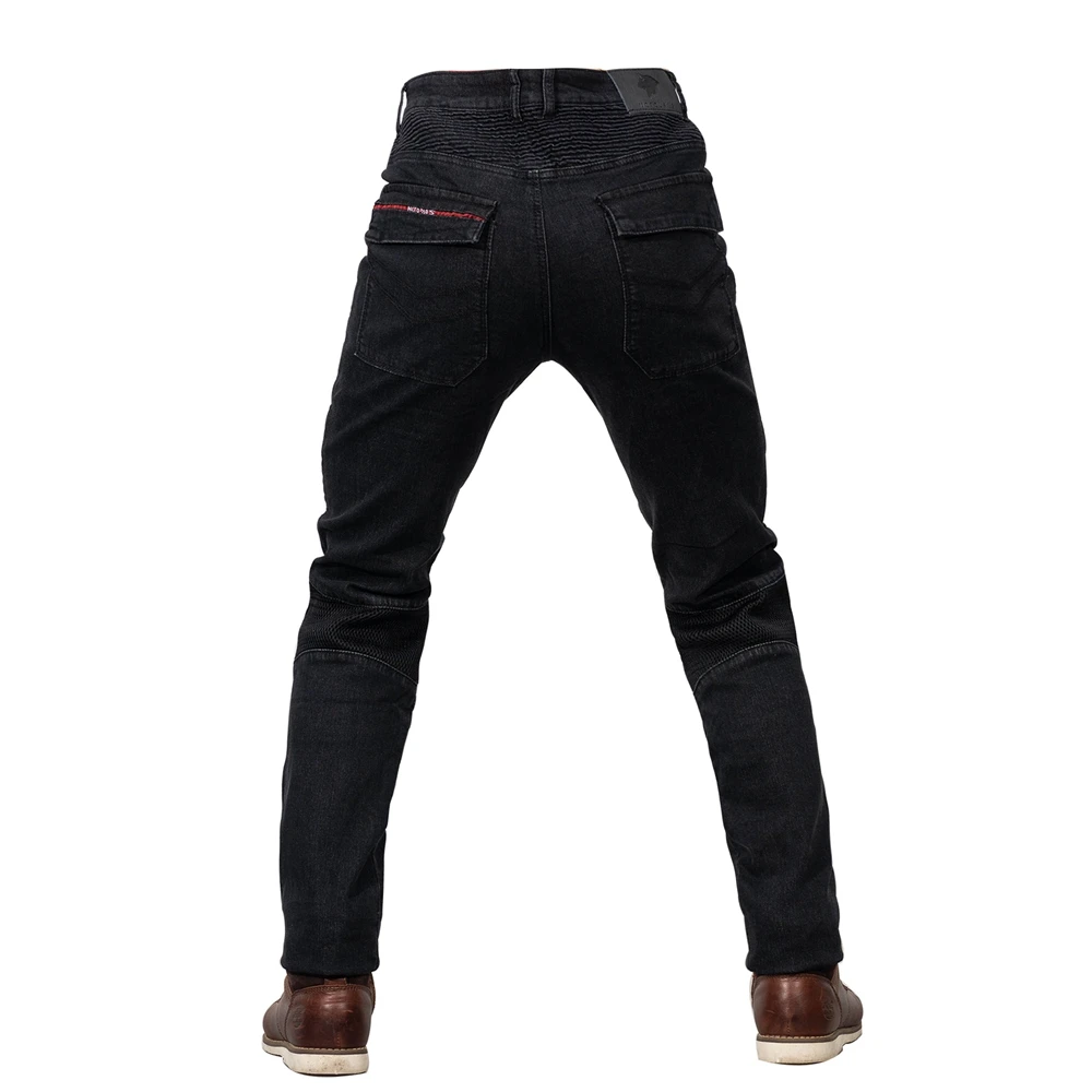 Pantalones de motocicleta para hombre, pantalones vaqueros de verano, pantalones de ventilación de malla, pantalones transpirables, circunferencia del pie, equipo de protección duradero negro