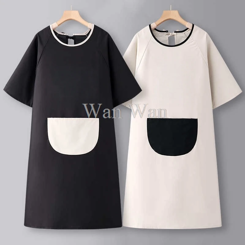 

Half Sleeve Waterproof Apron Summer Catering Work Clothes Kitchen Smock Restaurant Waiter Uniform Pet Dog Grooming Clothing