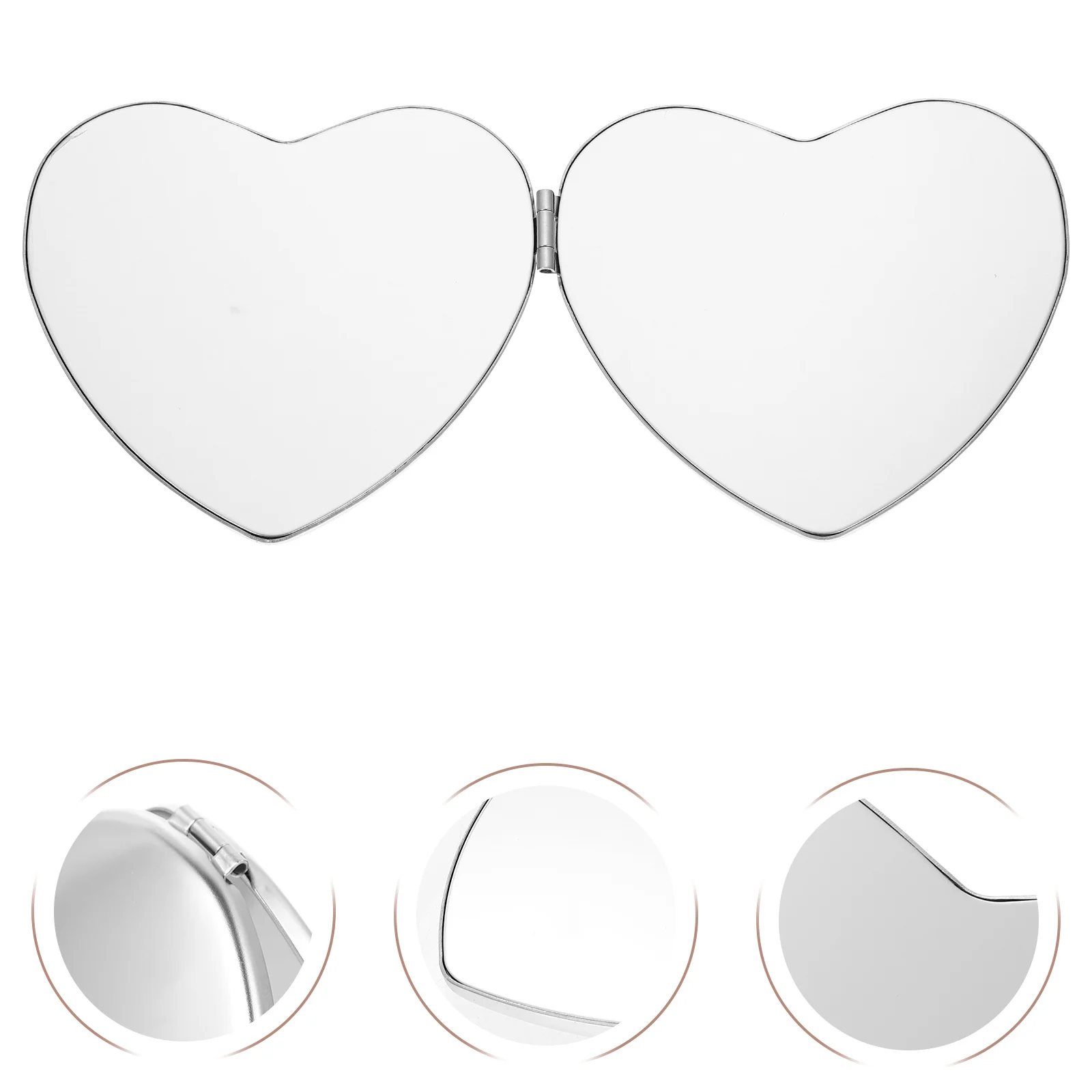 مرآة مدمجة على شكل قلب، مرآة صغيرة ذات انعكاس واضح على الوجهين للمكياج اليومي والأنشطة الخارجية