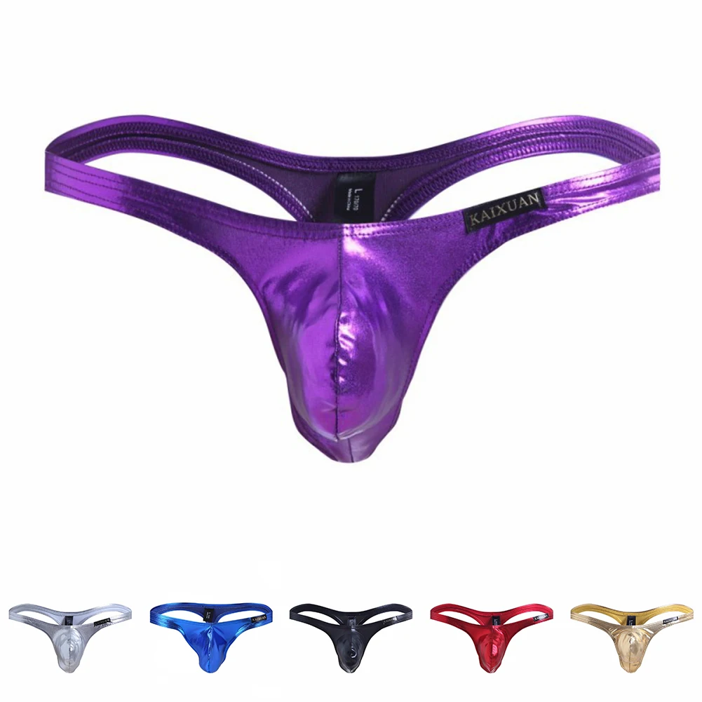 

Quick Dry Lingerie Men's G-Strings Sexy Low Waist Underpants Shiny Gay Sissy Pouch Underwear Man Ultra-Thin Panties Bag Thongs