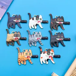 Mix 8pcs/Alloy Drip Oil Printed Cat Series Fashion Jewelry Making Fashion DIY Craftsmanship Halloween Thanksgiving Accessories