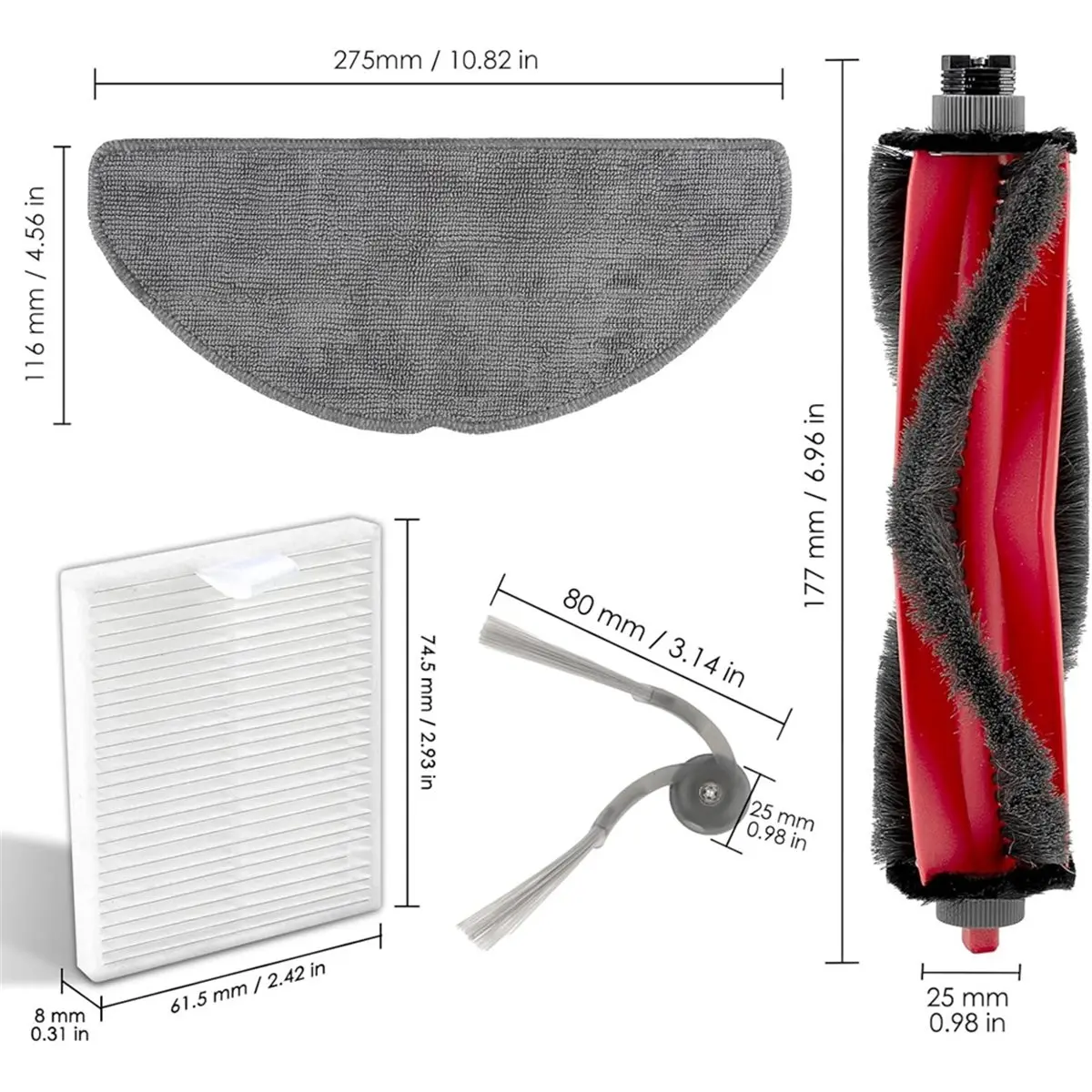 (A43I) Pièces de rechange pour aspirateur robot Roborock Q7 M5, brosse rotative, brosses latérales, filtres HEPA, tampons de nettoyage