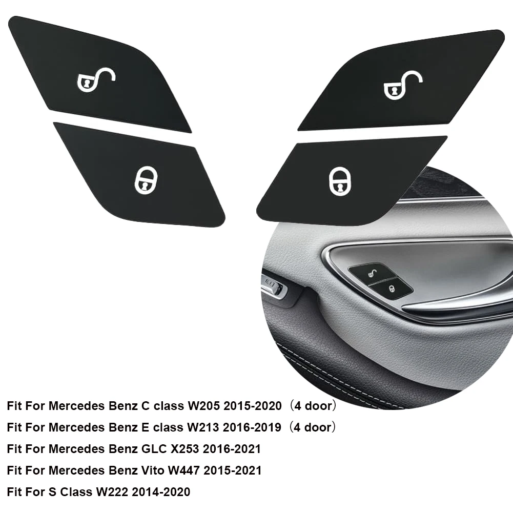 Car Door Lock Unlock Switch Button Decoration Sticker for Mercedes Benz C E S Class GLC W205 W213 X253 Vito W447 W222 Car Access