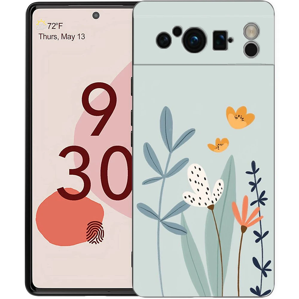 Telefoon Hoesje Voor Google Pixel 8 7 6 Pro 8a 7a 6a Tpu Shell Zacht Siliconen Schokbestendig Zwart Hoesje Schattige Cartoon Snoep Geschilderd