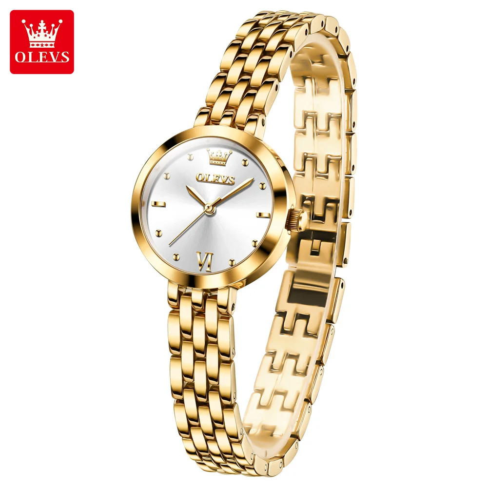 OLEVS Original Fashion Quartz Watch for Women Waterproof Ladies Wristwatch Stainless Steel Strap Bracelet Luxury Women's Watches