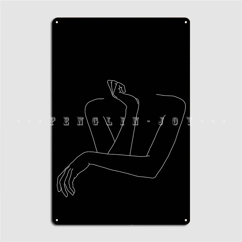 Woman's Arms Line Drawing Illustration Anna Black Poster Metal Plaque Cinema Living Room Kitchen Plaques Tin Sign Posters