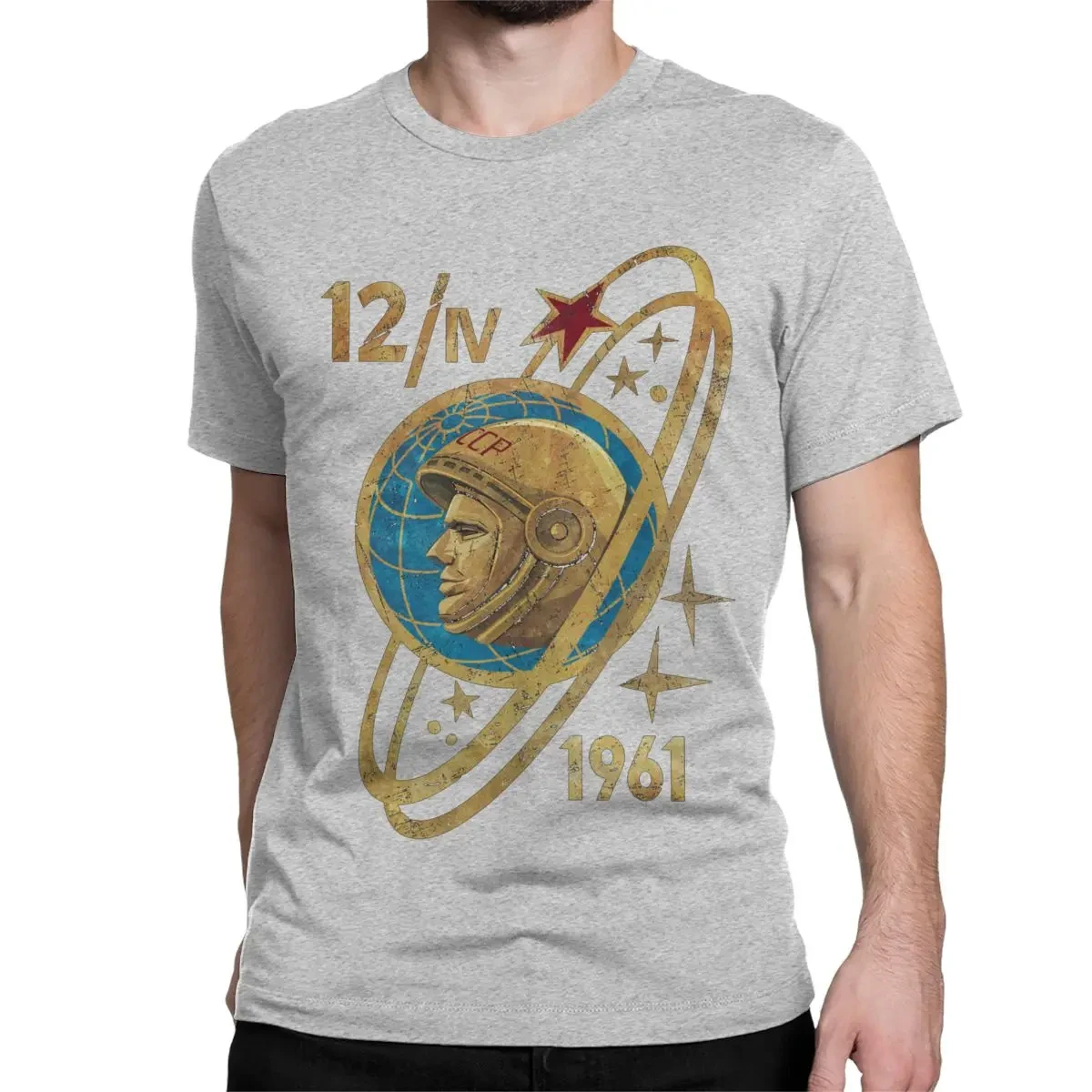 Russia CCCP Yuri Gagarin Couple Soviet Cosmonaut 1961 T-Shirts for Men Cotton Tees Short Sleeve T Shirt Gift Idea Clothing