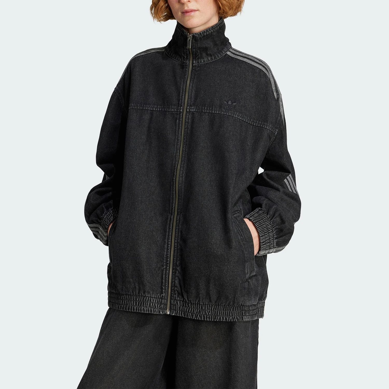 Adidas Authentic Three Leaves Women's Denim Stand Collar Sports Loose Jacket JY2897