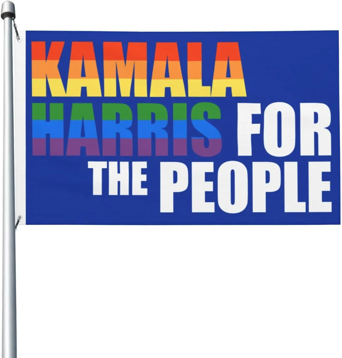 Flagnshow 100% Polyester Kamala Harris 2024 Lgbt Gay Pride Rainbow Flag