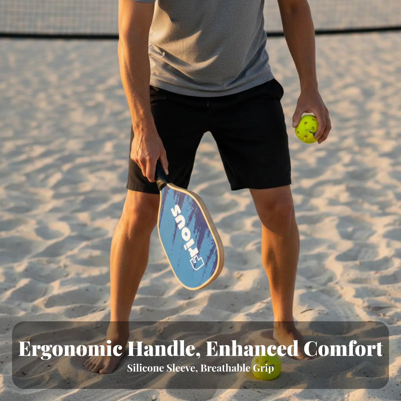 

Wooden Pickleball Paddle Set Comfortable Grip Pickleball Paddle Set Beach Racket and Sphere Game Lightweight Sports Equipment