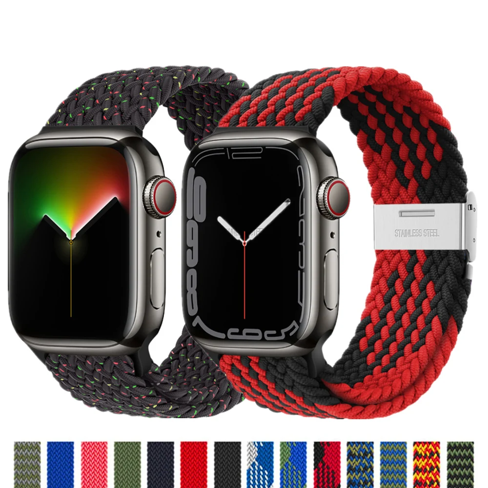 Strap For Apple watch band 44mm 40mm 45mm 41mm 42 38 49mm 45mm Braided Solo Loop Elastic Bracelet iWatch ultra 2 series 8 se 6 7