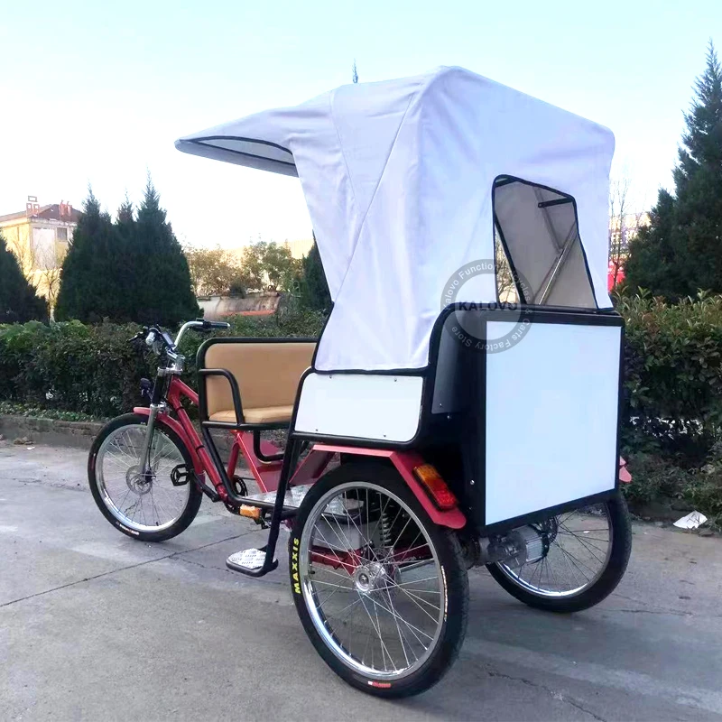 5 Passengers Pedicab Rickshaw Tricycle Bike Taxi Sightseeing Tour Vehicle On Street With Canopy And Safety Belt