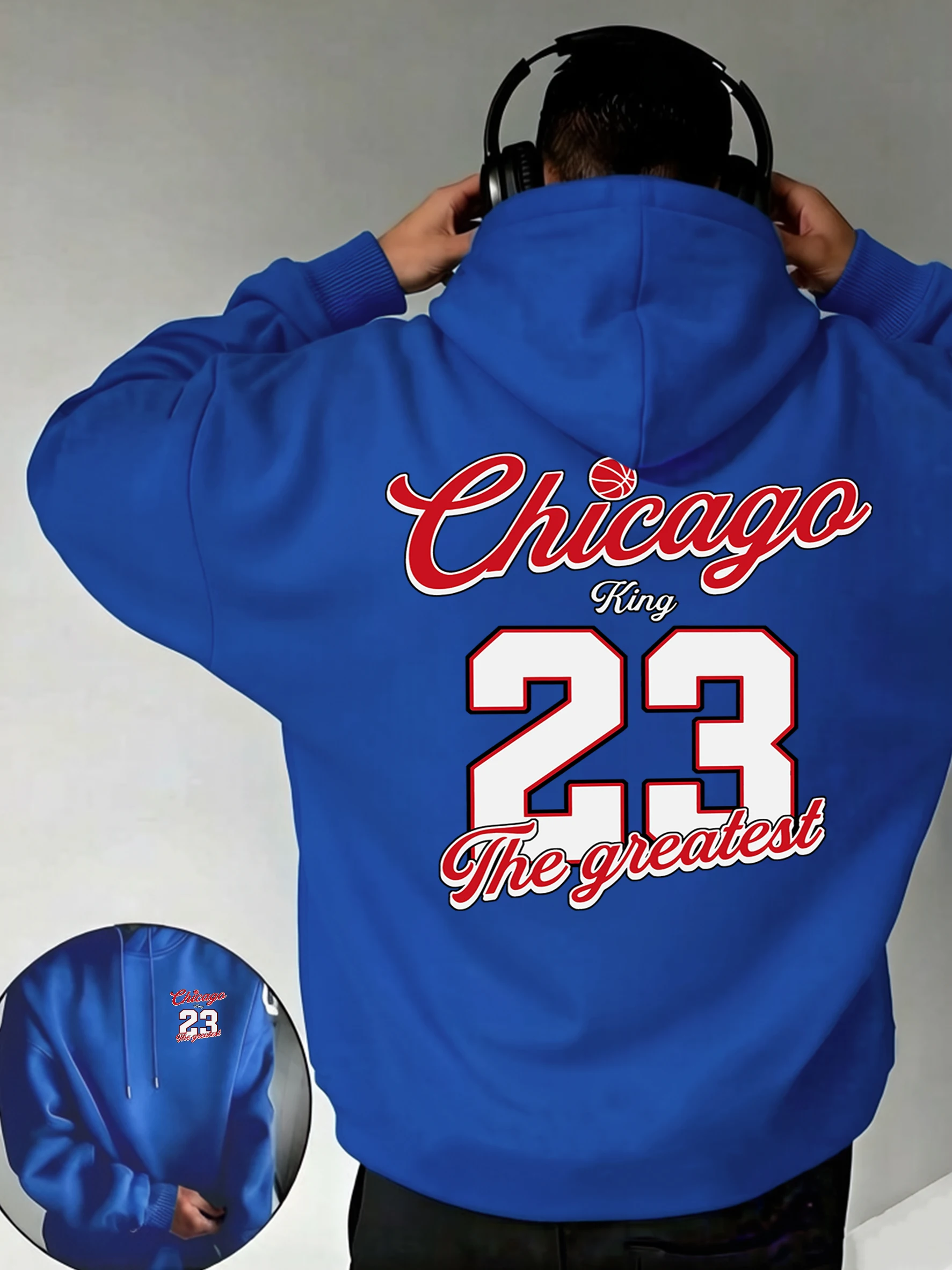 

Мужская толстовка Chicago Number 23 The Greatest с принтом, в стиле хип-хоп, модная повседневная свободная толстовка с длинными рукавами, флисовая, в стиле ретро