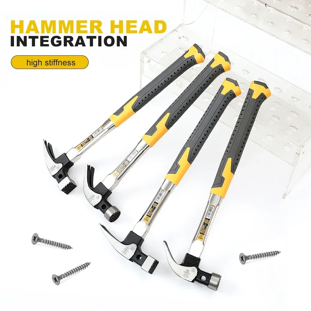 1Pcs Fiber Handle Multifunctional High Carbon Steel Claw Hammer Woodworking Nail Pulling and Hammering Steel Hammer