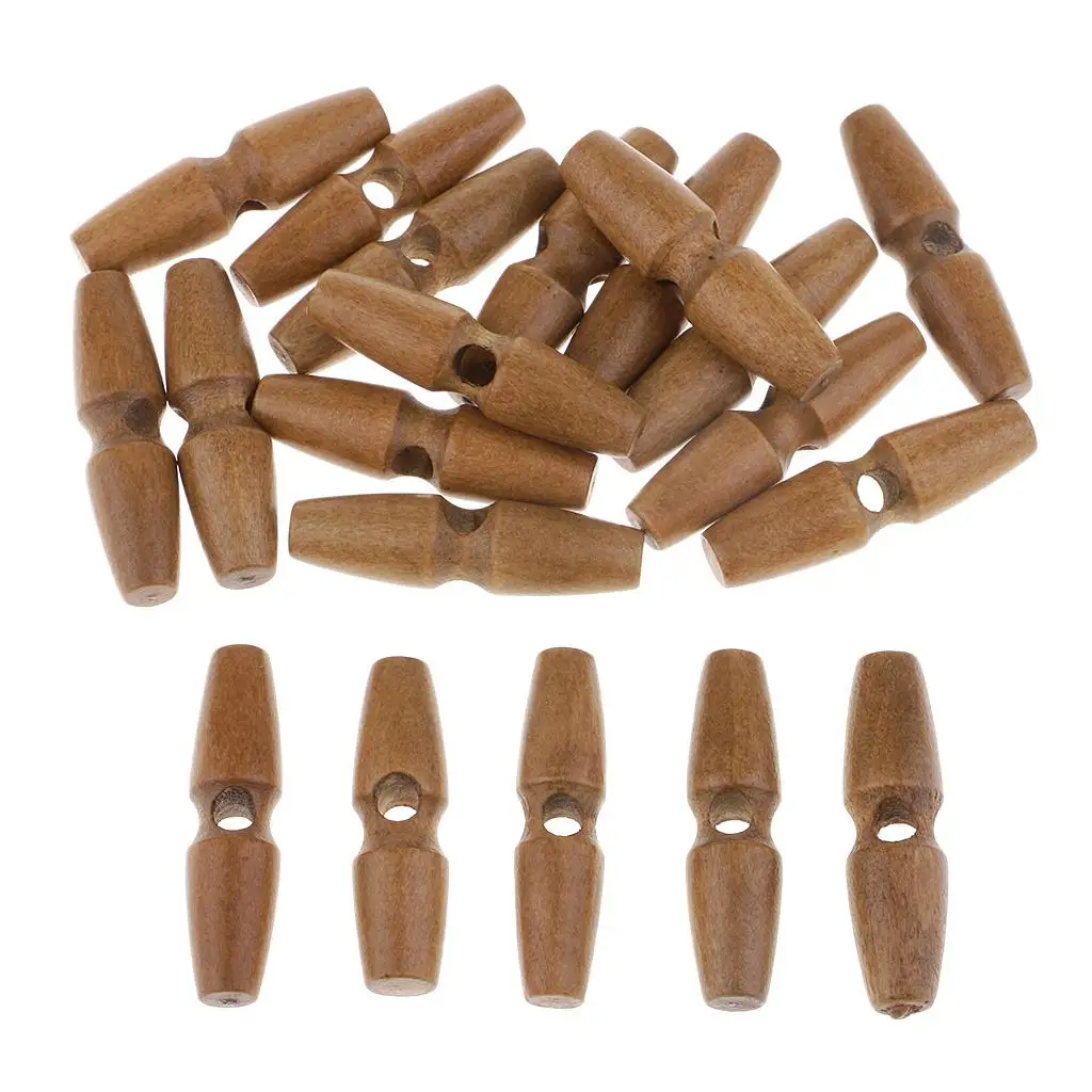 20Pcs Vintage Horn Buttons Wood Toggle for Baby Toddler Clothes Duffle 50mm