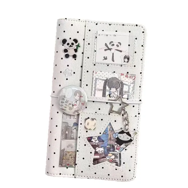 A6  Retro White Polka Dots With 45 Sheets Inner Page DIY PU Clip-on Notebook Loose Leaf Notebook 5