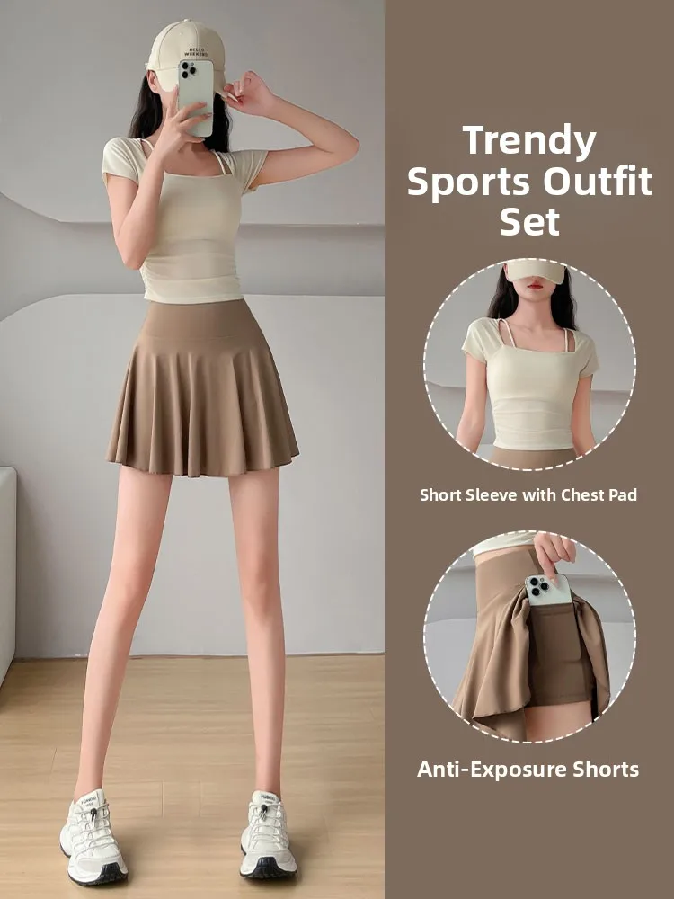 

Спортивный костюм для бега Qui Dry, женский, 2026, новая коллекция, одежда для фитнеса, марафона, тенниса, юбка, профессиональный комплект для бадминтона