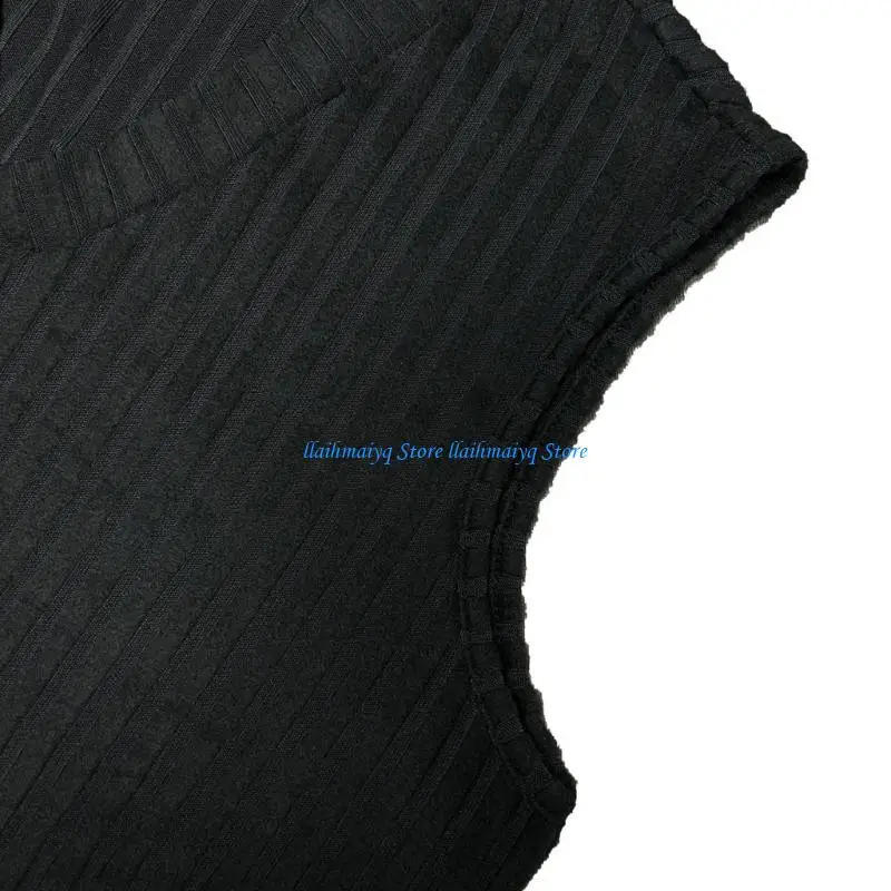 

573B Women's Ribbed Knit Summer Top Casual V Neck Sleeveless Loose Sweater Vest