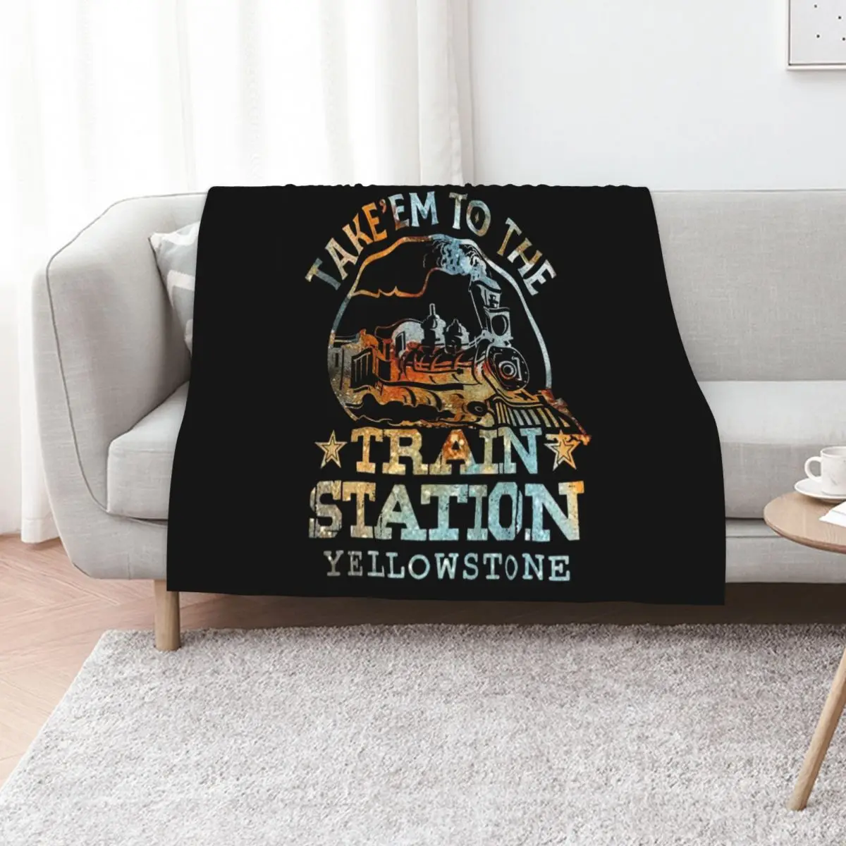 

western coountry yellowstone take em to train station Throw Blanket Color Fast Cozy Throw Blanket