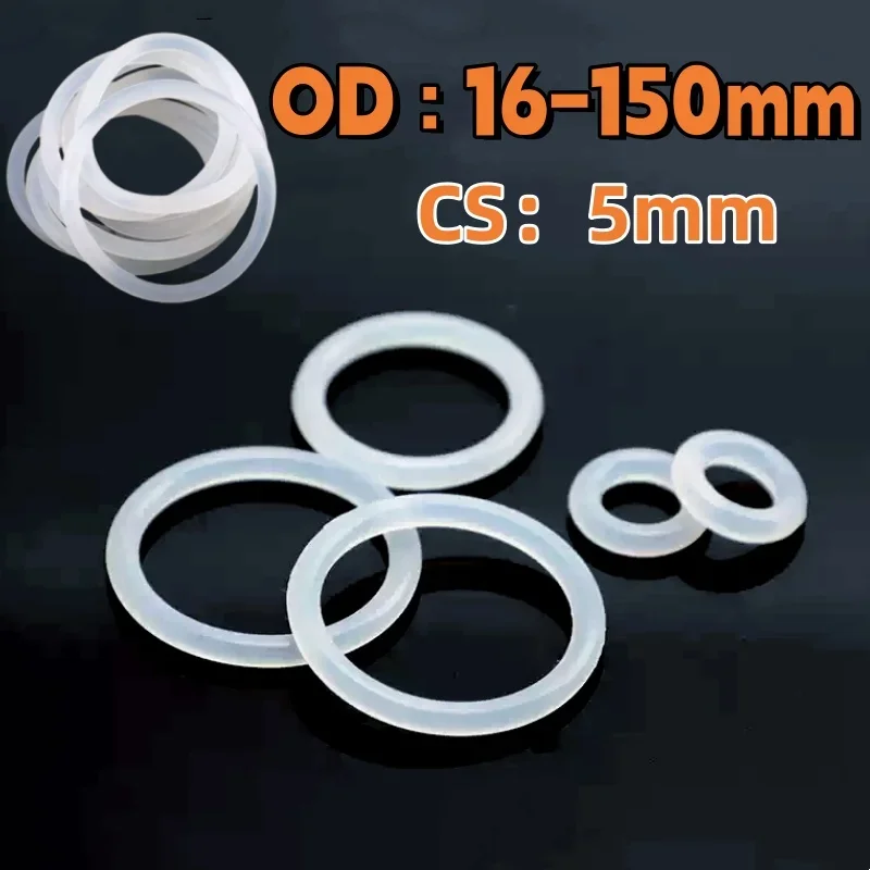 White O-ring Thickness CS 5mm Food Grade Silicone Flat Washer VMQ Seal Rubber Gasket Spacer Rings Washer High Toughness