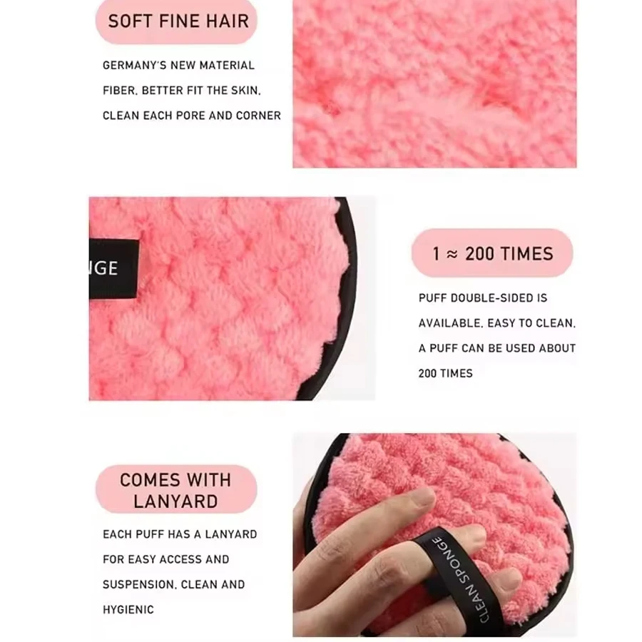 3 stücke Wiederverwendbare Make-Up Entfernung Pads Baumwolle Wischen Mikrofaser Make-Up Entfernung Schwamm Baumwolle Reinigung Pad Werkzeug Reinigung Pad