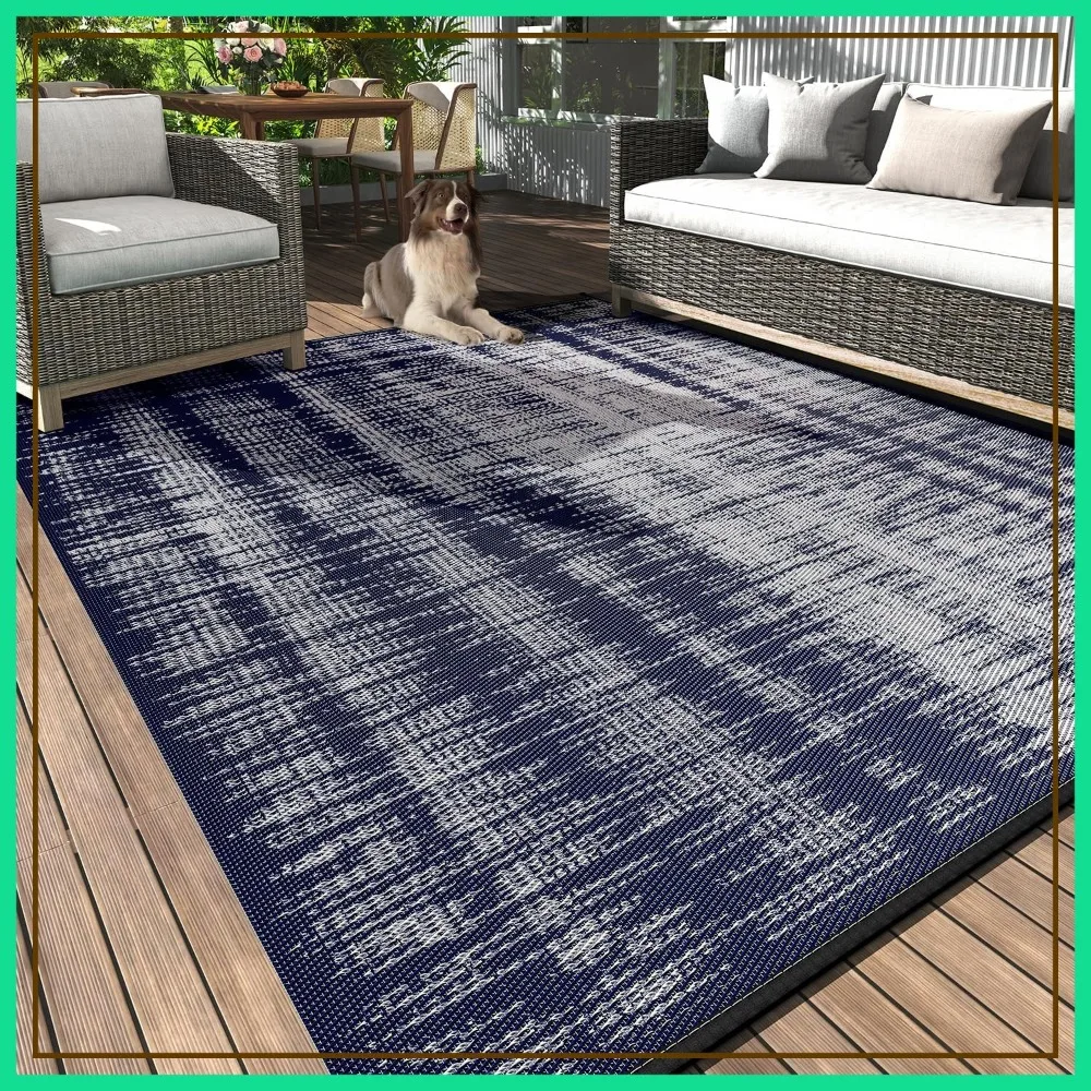 

Outdoor Rug Waterproof 8x10ft Reversible Plastic Straw Mat for Patio Camping Picnic Balcony Porch Deck