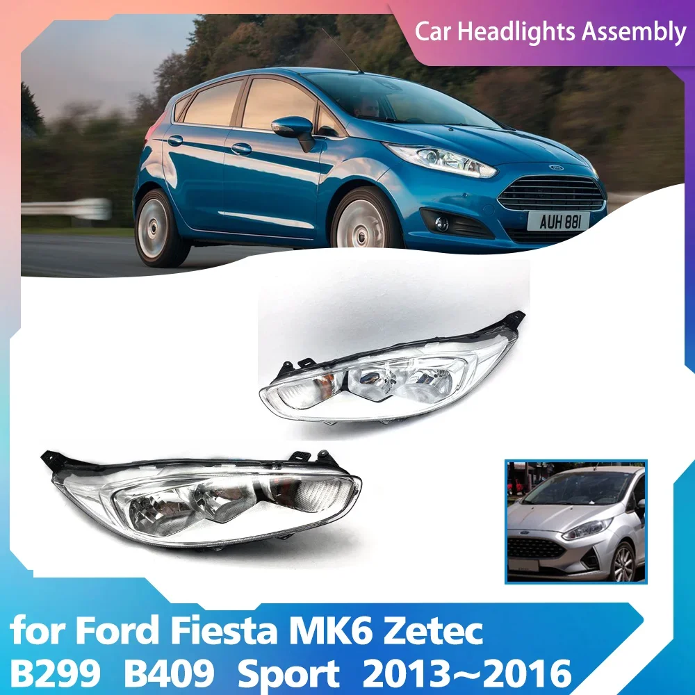 Car Headlights Assembly for Ford Fiesta MK6 Zetec B299 B409 Sport 2013~2016 Fog Lights Map Halogen Corner Side Lamps Accessories