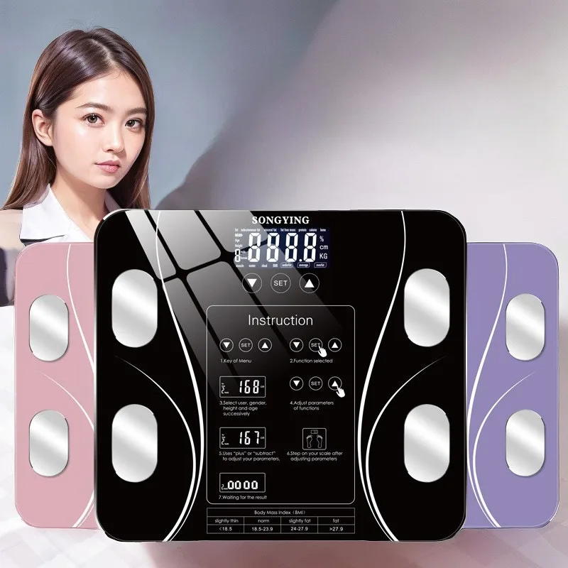 

Smart Digital Weight Scale Bathroom Scale Body Fat Scale LCD Calorie Muscle Body Bathroom Weighing