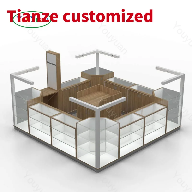 (customized)The jewellery display showcase with led light portable display cabinet curved display showcase modern jewelry kiosk