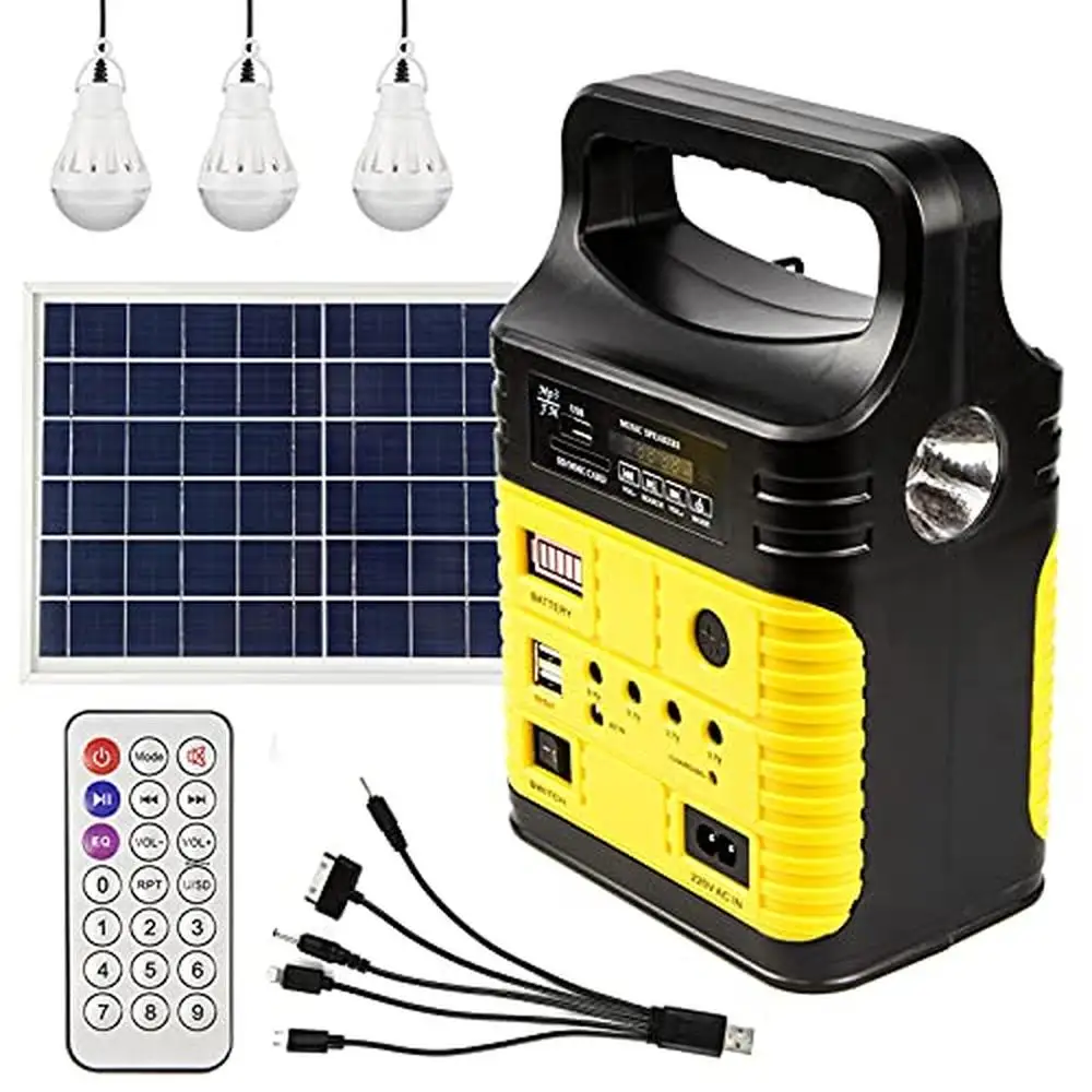 Portable Solar Power Station Generator Emergency Power Supply Camping RV Home Use 10000mAh Lithium Battery 10W Solar Panel 2 USB