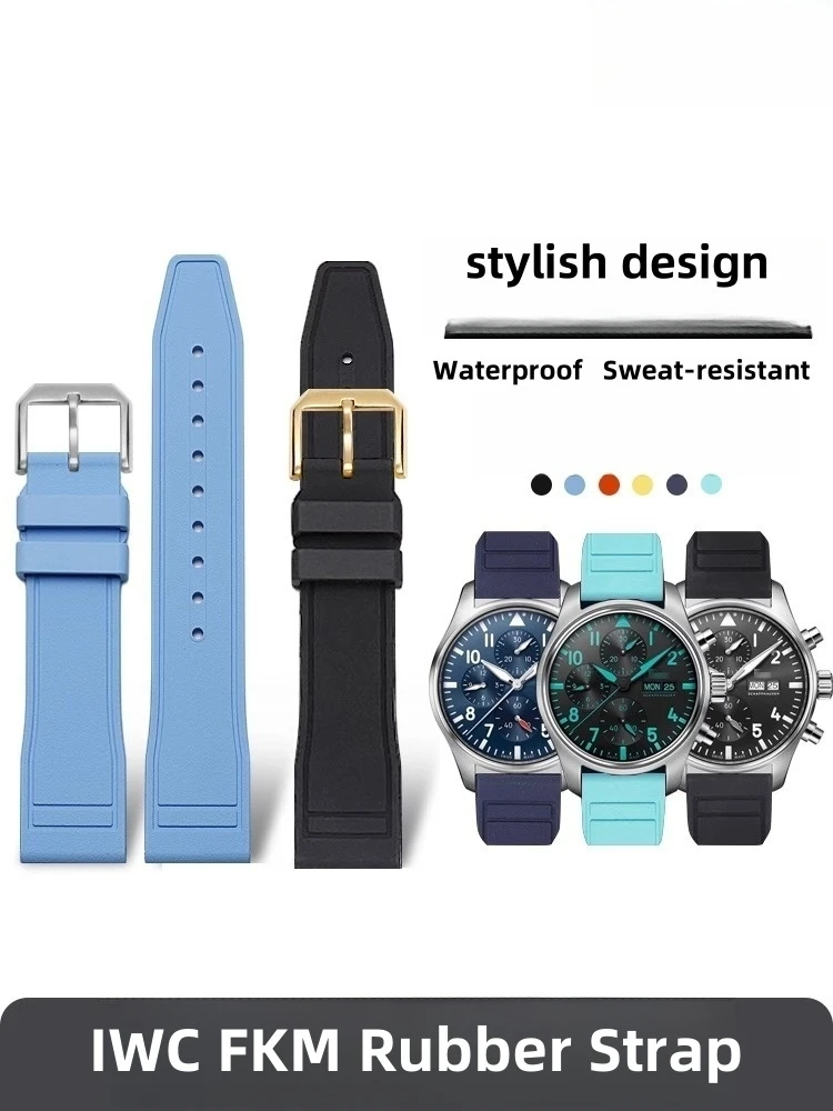 Cinturino per orologio in gomma fluorurata impermeabile da 20 mm 21 mm 22 mm per cinturino per orologio pilota IWC con barra a molla a sgancio rapido