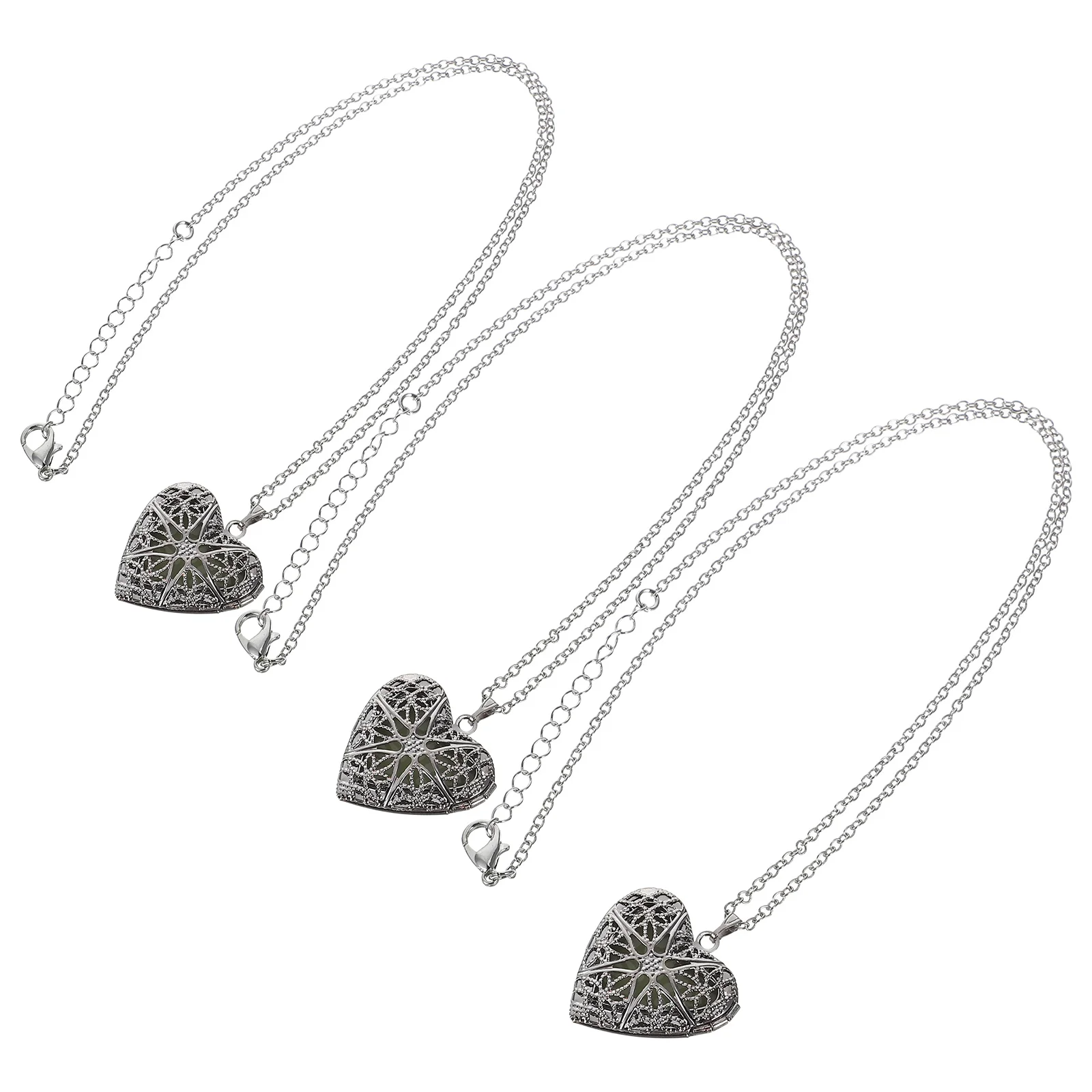 

3 Pcs Luminous Case for Perfume Heart Shape Pendant Necklace Holder Oil Diffuser Hanging Charm Jewelry Accessories